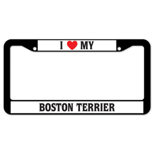 I Heart My Boston Terrier License Plate Frame