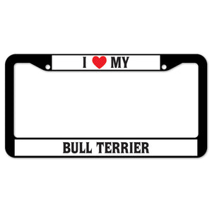 I Heart My Bull Terrier License Plate Frame