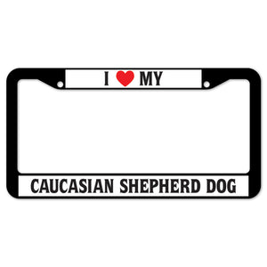 I Heart My Caucasian Shepherd Dog License Plate Frame