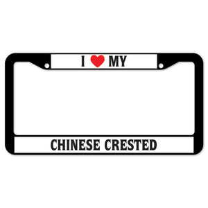 I Heart My Chinese Crested License Plate Frame