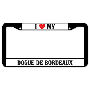 I Heart My Dogue De Bordeaux License Plate Frame