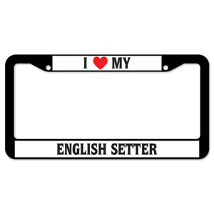 I Heart My English Setter License Plate Frame