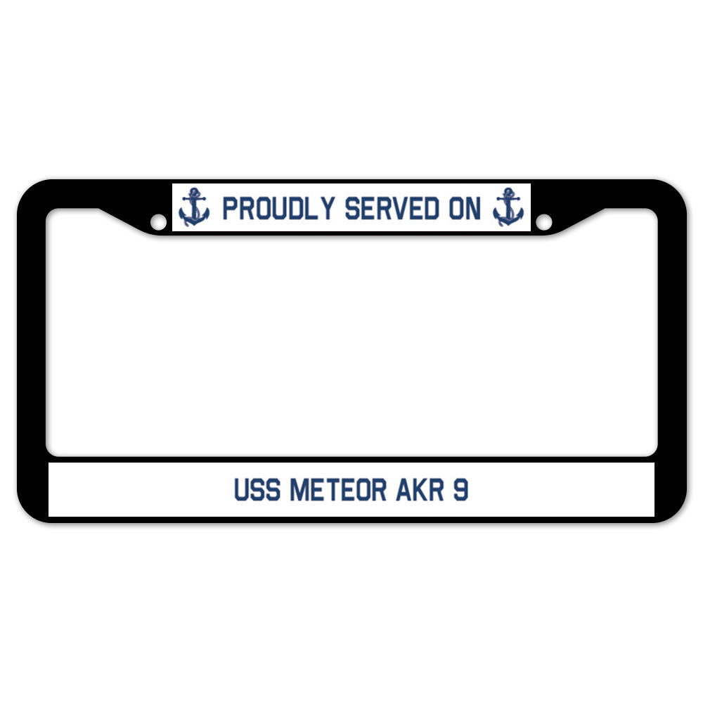 Proudly Served On USS METEOR AKR 9 License Plate Frame