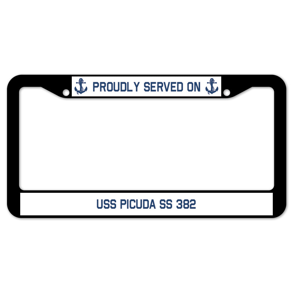 Proudly Served On USS PICUDA SS 382 License Plate Frame