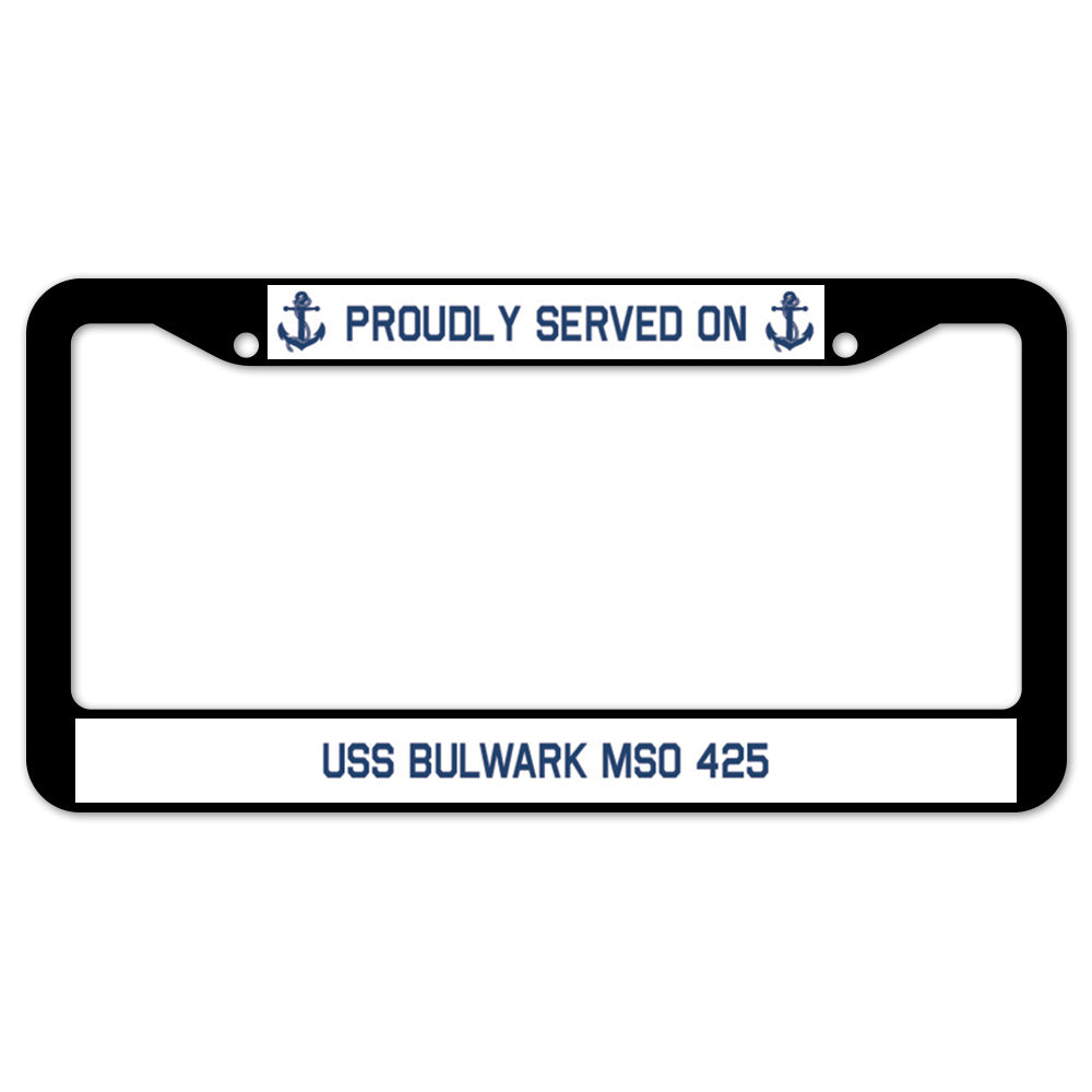 Proudly Served On USS BULWARK MSO 425 License Plate Frame