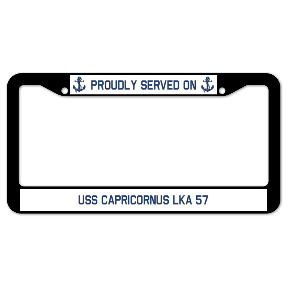 Proudly Served On USS CAPRICORNUS LKA 57 License Plate Frame