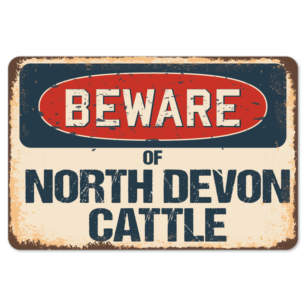 North Devon Sign Beware Of North Devon Cattle Metal Plastic Decal Funny Gift Bedroom ...