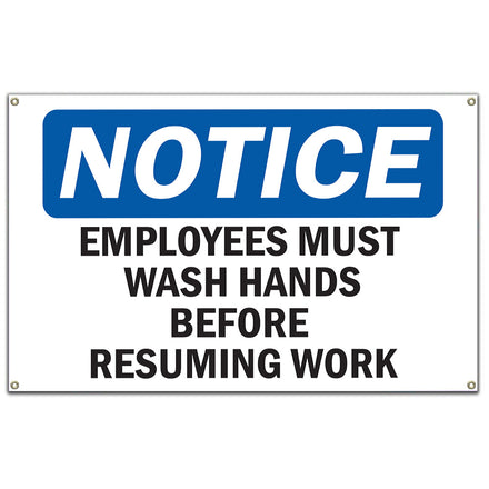 Employees Wash Hands Before Work Sign