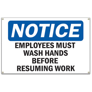 Employees Wash Hands Before Work Sign