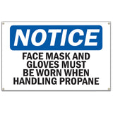 Face Mask And Gloves Must Be Worn When Handling Sign