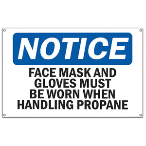 Face Mask And Gloves Must Be Worn When Handling Sign