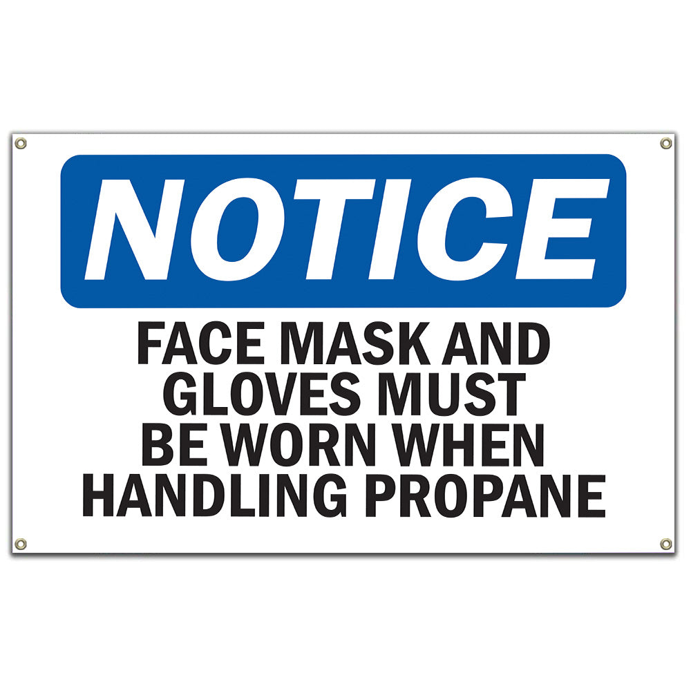 Face Mask And Gloves Must Be Worn When Handling Sign