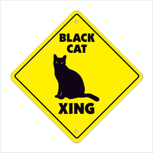 Black Cat Crossing Sign