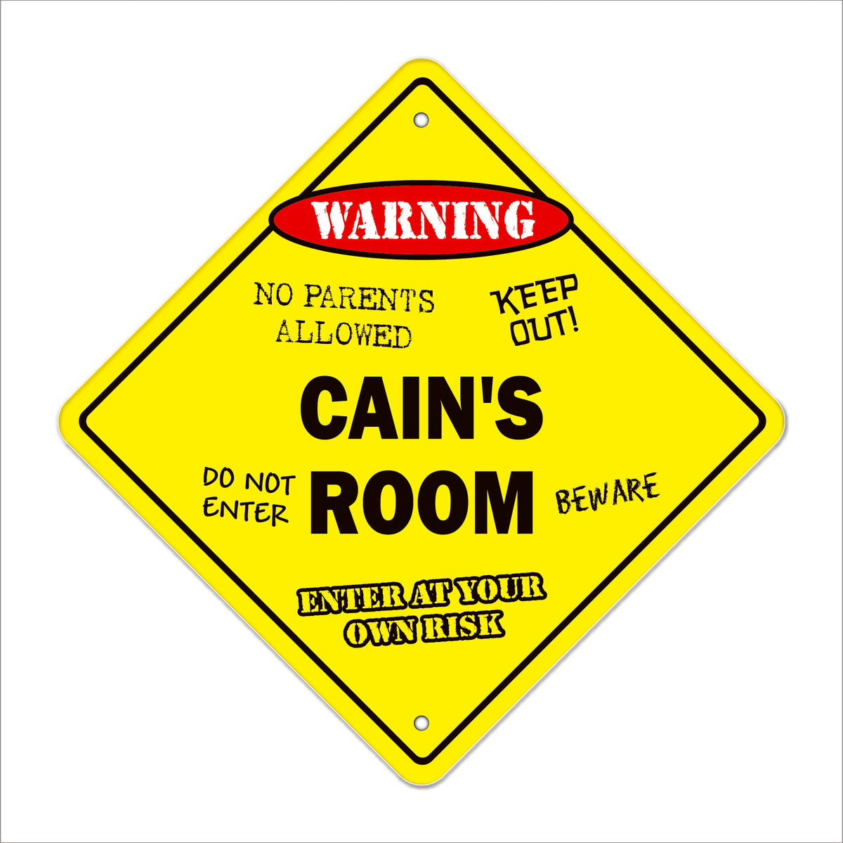 Cain's Room Sign Metal Plastic Decal Funny Gift Bedroom – SignMission