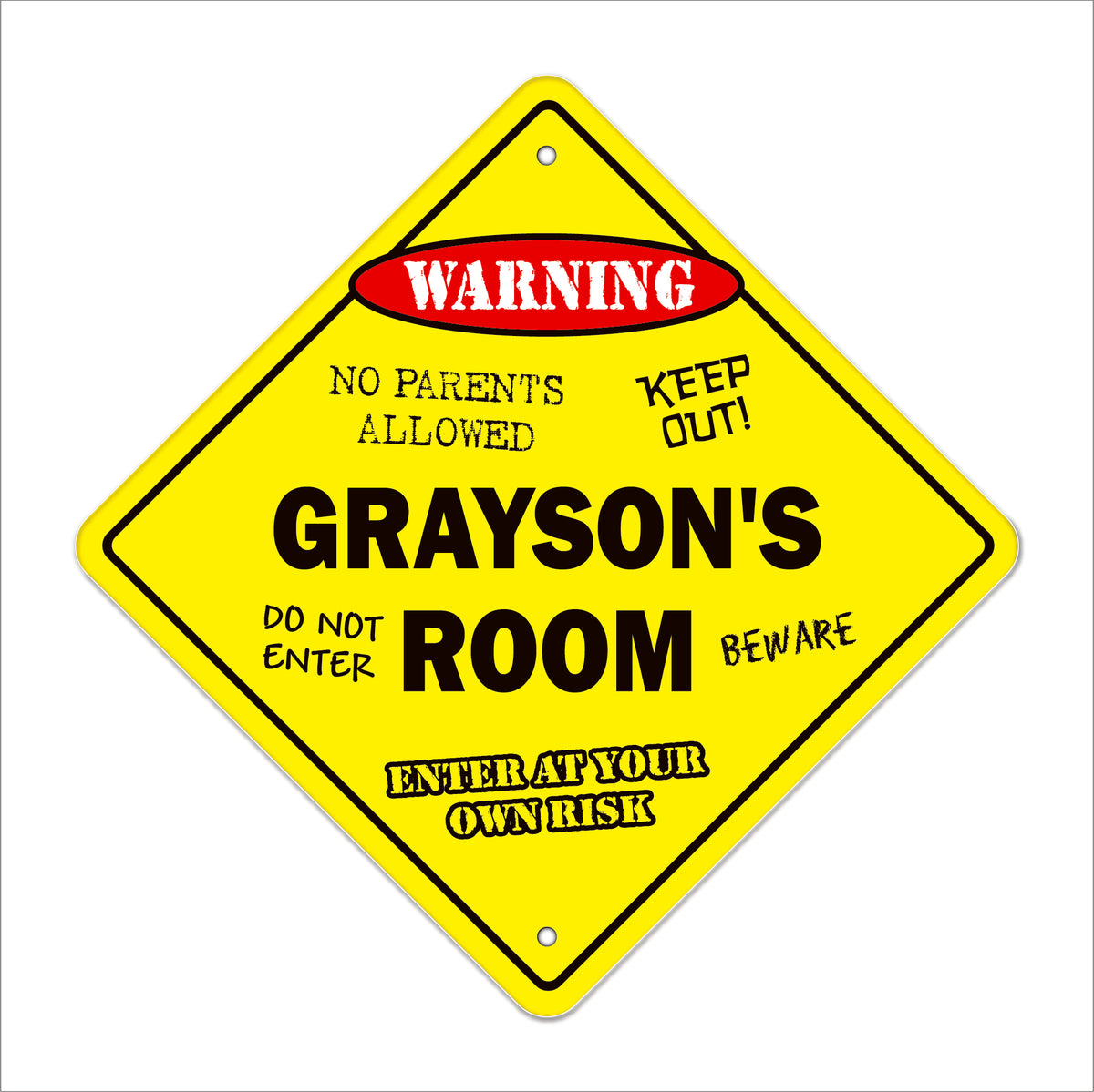 Grayson's Room Sign Metal Plastic Decal Funny Gift Bedroom – SignMission
