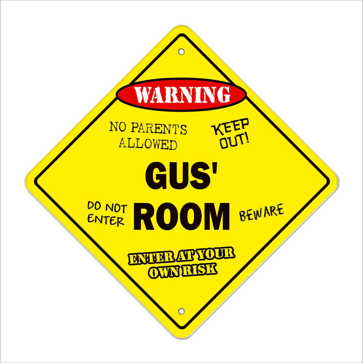 Gus' Room Sign Metal Plastic Decal Funny Gift Bedroom – SignMission