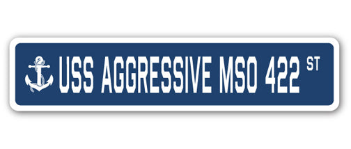 USS AGGRESSIVE MSO 422 Street Sign