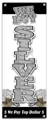 We Buy Silver Vertical Banner