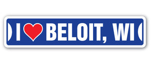 I Love Beloit, Wisconsin Street Vinyl Decal Sticker