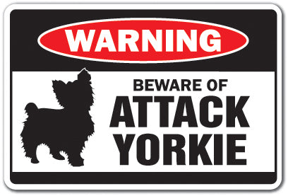 Beware Of Attack Yorkie Vinyl Decal Sticker