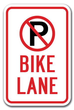 No Parking Bike Lane with ''P'' No Parking symbol