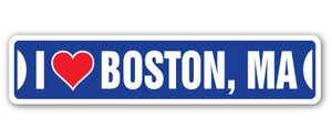 I Love Boston, Massachusetts Street Vinyl Decal Sticker