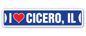 I Love Cicero, Illinois Street Vinyl Decal Sticker