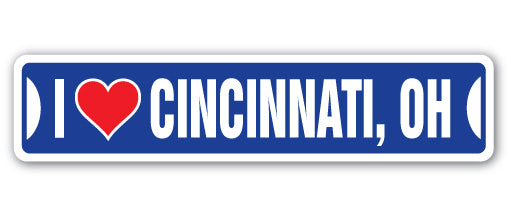 I Love Cincinnati, Ohio Street Vinyl Decal Sticker
