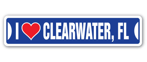 I Love Clearwater, Florida Street Vinyl Decal Sticker