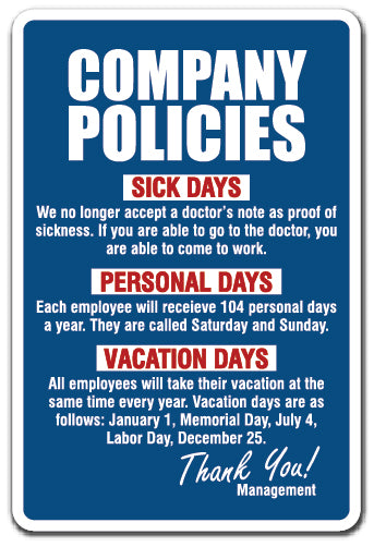 COMPANY POLICIES Sign