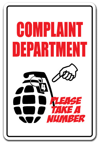 Complaint Department Take A Number Vinyl Decal Sticker