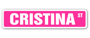 CRISTINA Street Sign name childrens room door gift kid child boy girl wall entry