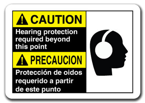 Caution Sign - Caution Hearing Protection Required (Bil)
