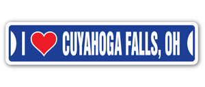 I Love Cuyahoga Falls, Ohio Street Vinyl Decal Sticker