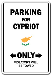 Parking For Cypriot Only Cyprus Flag Pride Vinyl Decal Sticker