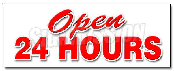Open 24 Hours Decal