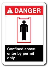 Danger  Sign - Confined Space Enter By Permit Only.