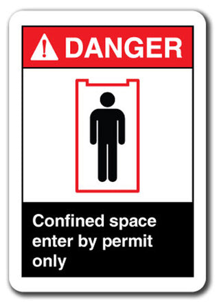 Danger  Sign - Confined Space Enter By Permit Only.