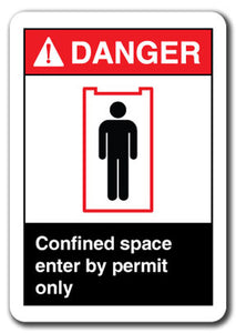 Danger  Sign - Confined Space Enter By Permit Only.