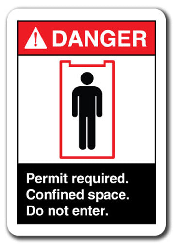 Danger Sign - Permit required. Confined Space. Do Not Enter