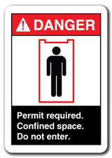 Danger Sign - Permit required. Confined Space. Do Not Enter