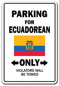 Parking For Ecuadorean Only Ecuador Flag Pride Vinyl Decal Sticker