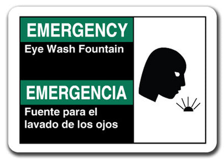 Emergency Sign - Eye Wash Fountain Bilingual
