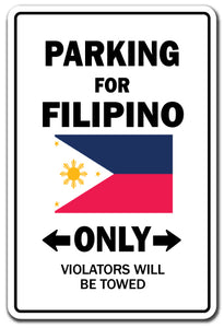 Parking For Filipino Only Philippines Flag Pride Vinyl Decal Sticker