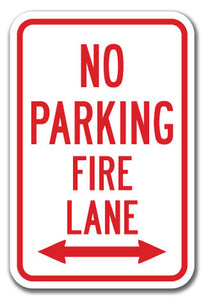 No Parking Fire Lane with double arrow