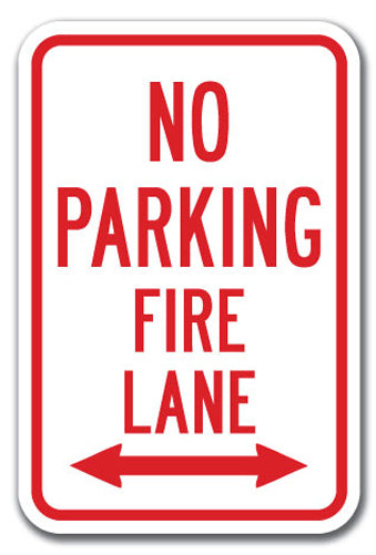 No Parking Fire Lane with double arrow