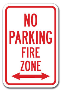 No Parking Fire Zone with double arrow