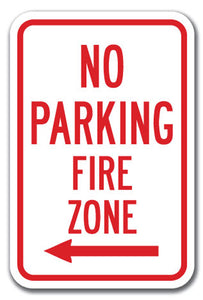 No Parking Fire Zone with left arrow