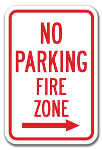 No Parking Fire Zone with right arrow