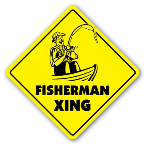 Fisherman Crossing Vinyl Decal Sticker